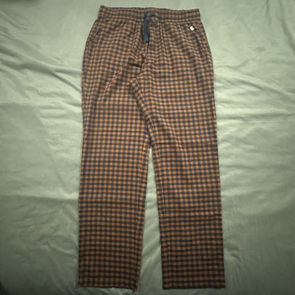 Ugg Pajama Pants Mens XL Flannel Plaid Orange Blue Loungewear Drawstring